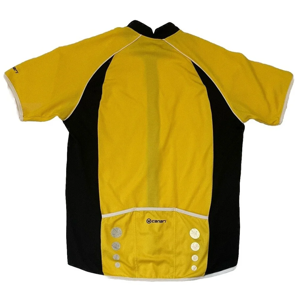 Canari Full Zip Short Sleeve Cycling Jersey Neon Yellow Men's Size Large - Picture 5 of 6